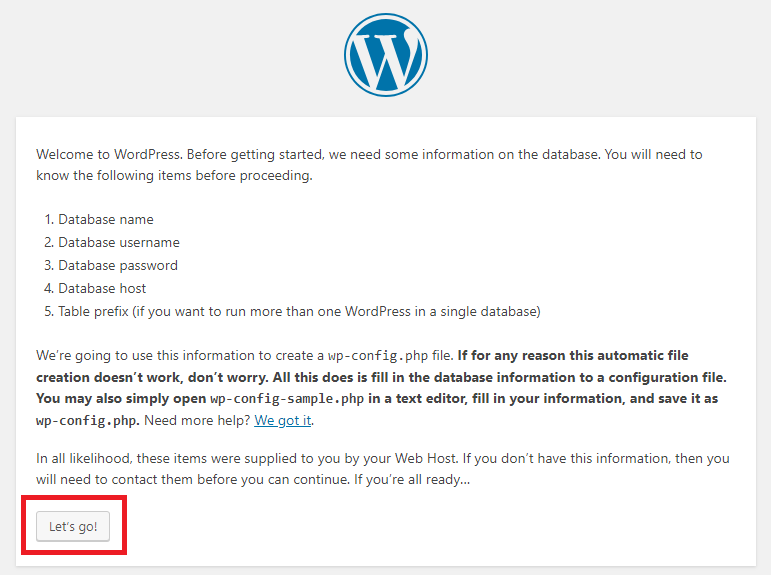 wordpress let's go