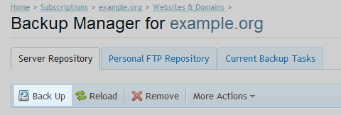 backup domain manual
