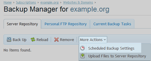 backup domain scheduled backup domain scheduled