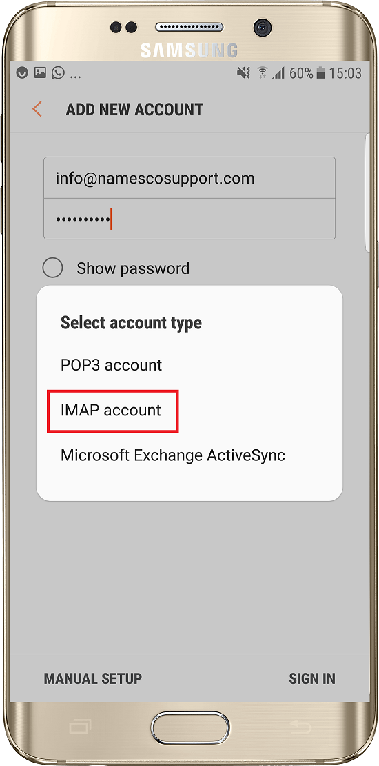 android choose imap